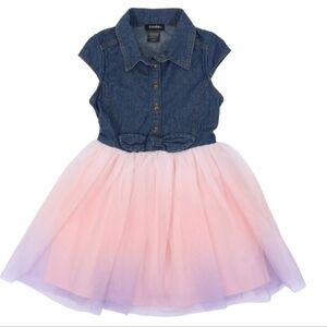 Zunie Denim and Pink Ombre Tulle Dress- 4T